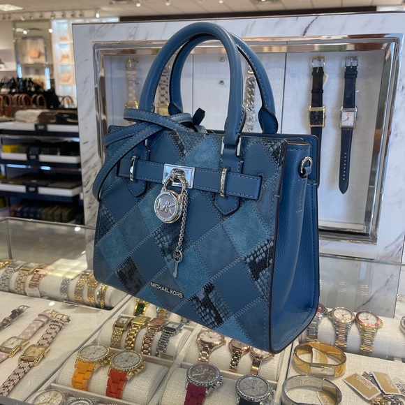MICHAEL KORS Hamilton Small Patchwork Satchel Crossbody Bag
Cornflower 
NWT - Picture 2 of 16